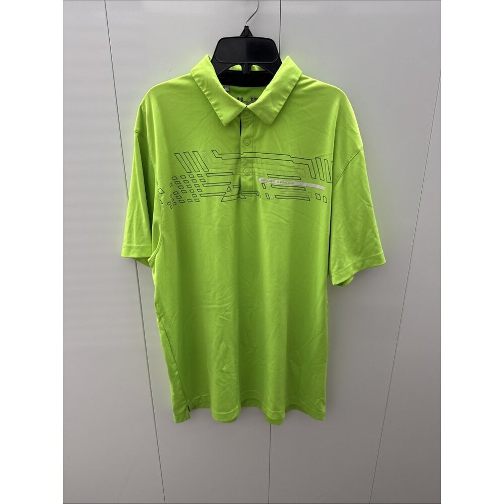 Under Armour Golf Polo‎ Heatgear Shirt Mens XL Short Sleeve Loose FIt Neon Green